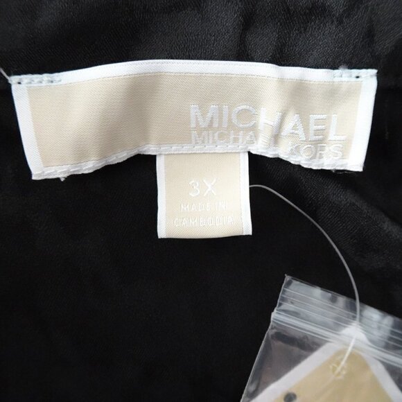 Michael Kors Cheetah Print Top Women's Plus Size 3X Black Long Sleeve Tie Detail - Picture 11 of 14